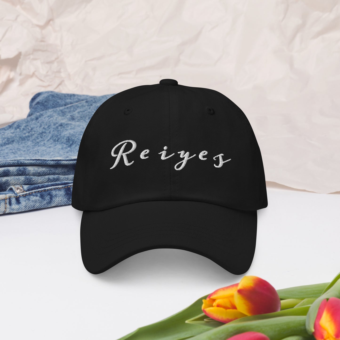 Black 6 Panel "Reiyes" Baseball Cap